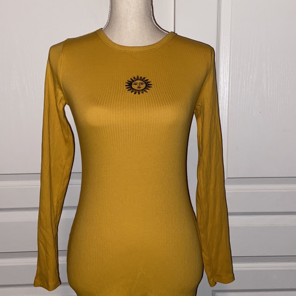 Summer Solstice Sun Sunshine Bodycon Form-Fitting Dress Ribbed Mustard Yellow